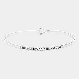 She Believed She Could Brass Thin Metal Hook Bracelet