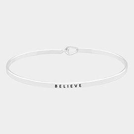 Believe Brass Thin Metal Hook Bracelet