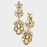 Glass crystal petal statement evening earrings
