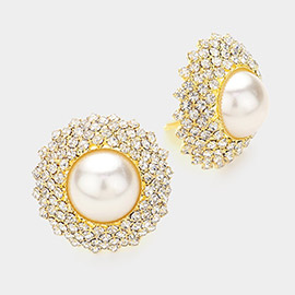 Crystal Pearl Clip On Earrings