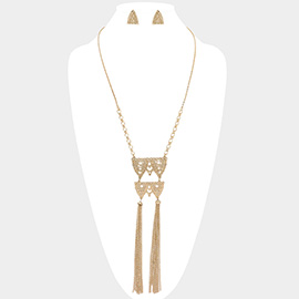 Double Metal Chain Tassel Necklace