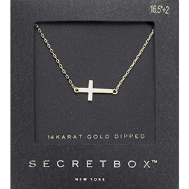Secret Box _ 14K Gold Dipped Metal Cross Pendant Necklace