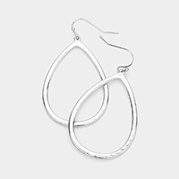 Hammered Metal Open Teardrop Dangle Earrings