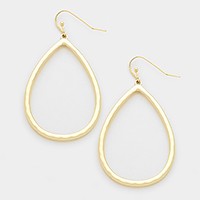 Hammered metal teardrop hoop earrings