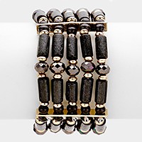 Wooden beads & glass beads stretch bracelet