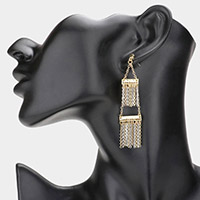 Double layer metal chain fringe swing earrings
