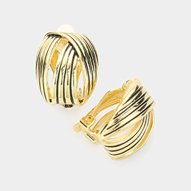 Embossed Metal Clip On Earrings