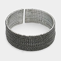 9-Row split rhinestone open bracelet