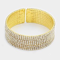 9-Row split rhinestone open bracelet