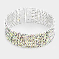 9-Row split rhinestone open bracelet