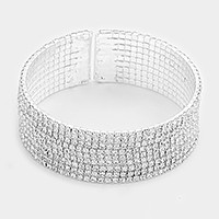 9-Row split rhinestone open bracelet