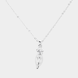 Rhinestone Embellished Flower Pendant Necklace
