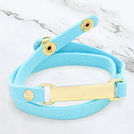 Metal Bar Faux Suede Wrap Bracelet