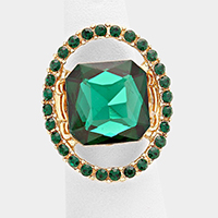 Pave trim glass crystal stretch ring