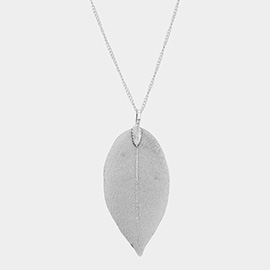 Natural Dipped Filigree Leaf Pendant Long Necklace