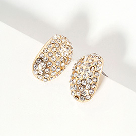 Crystal Paved Curved Oval Stud Earrings
