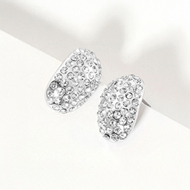 Crystal Paved Curved Oval Stud Earrings