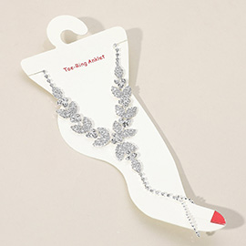 Crystal Rhinestone Anklet with Toe Ring Foot Chain