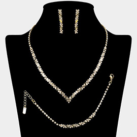 Crystal Rhinestone Necklace Jewelry Set