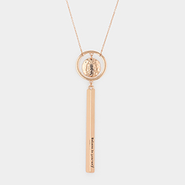Believe in yourself Message Bar Leaf Pendant Necklace