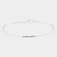 Survivor _ Thin Metal Pink Ribbon Hook Bracelet