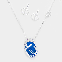 Resin Oval Anchor Pendant Necklace