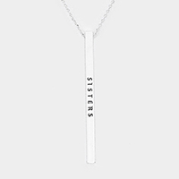 Sisters Metal Bar Pendant Necklace