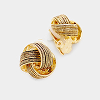 Embossed Metal Knot Clip on Earrings