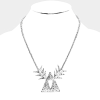 Beaded Cut Out Triangle Metal Necklace