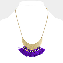 Metal Crescent Tassel Fringe Necklace