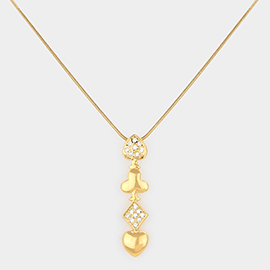 Rhinestone Card Suits Pendant Necklace