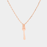 Brass Fork Pendant Necklace