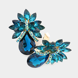 Teardrop Stone Accented Clip on Evening Earrings