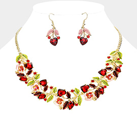 Stone Flower Leaf Statement Necklace