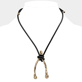 Unisex Wishbone Metal Pendant Necklace