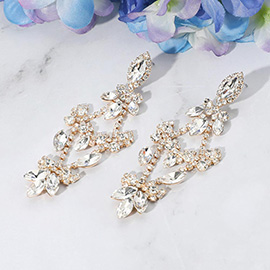 Rhinestone Pave Oval Stone Chandelier Evening Earrings