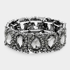 Teardrop Rhinestone Trim Stretch Evening Bracelet