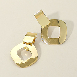 Cut Out Square Metal Clip on Earrings