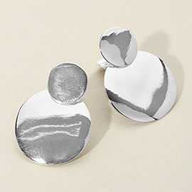 Double Metal Disc Link Clip on Earrings
