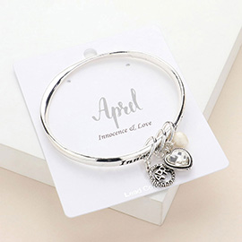 Innocence Love April Heart Birthday Stone Charm Bracelet