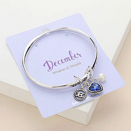 Wisdom Wealth December Heart Birthday Stone Charm Bracelet