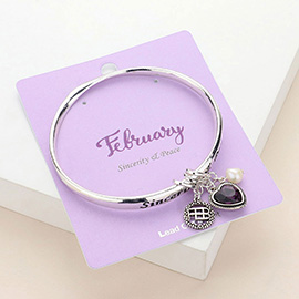 Sincerity Peace February Heart Birthday Stone Charm Bracelet