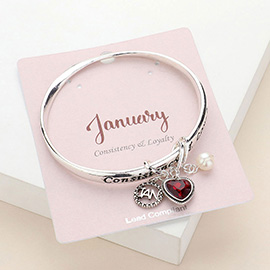 Consistency Loyalty January Heart Birthday Stone Charm Bracelet
