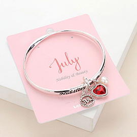Nobility Beauty July Heart Birthday Stone Charm Bracelet