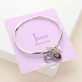 Balance Joy June Heart Birthday Stone Charm Bracelet