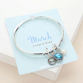 Courage Health March Heart Birthday Stone Charm Bracelet