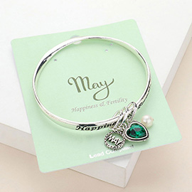 Happiness Fertility May Heart Birthday Stone Charm Bracelet
