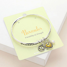 Friendship Strength November Heart Birthday Stone Charm Bracelet