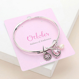 Balance Endurance October Heart Birthday Stone Charm Bracelet