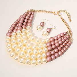 Chunky Multi Strand Pearl Bib Necklace